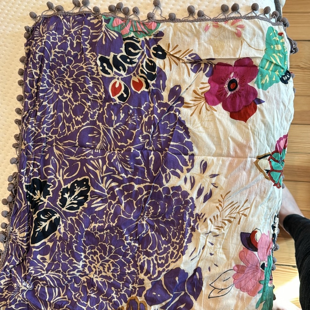 Light pom pom scarf perfect for spring